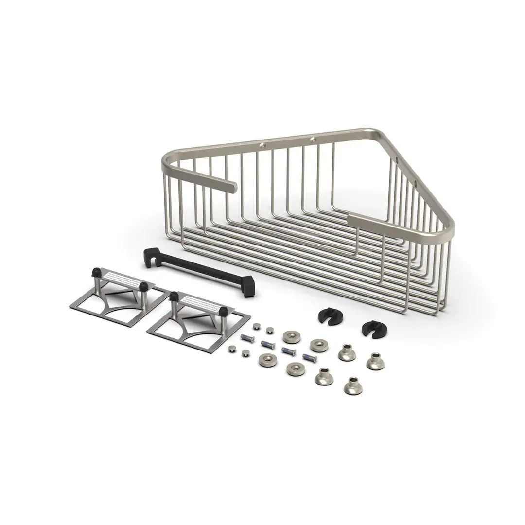 TileWare Promessa™ Series – Extra Deep Corner Basket Kit (coated solid brass)