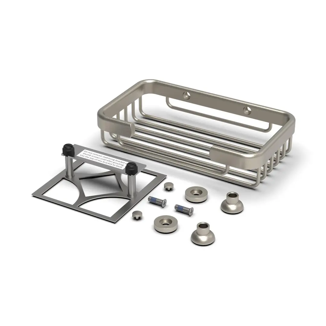 TileWare Promessa™ Series – Rectangular Soap Basket Kit (coated solid brass)