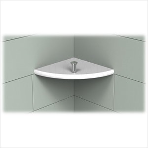 TileWare Boundless Series 6 Inch Super White Corner Shelf With Tee Hook
