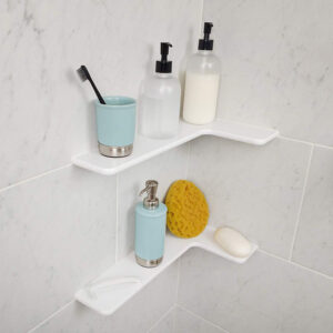 TileWare Boundless™ Series L-Shaped Corner Shelf With Tee Hook  (Traditional) - Tile Pro Depot