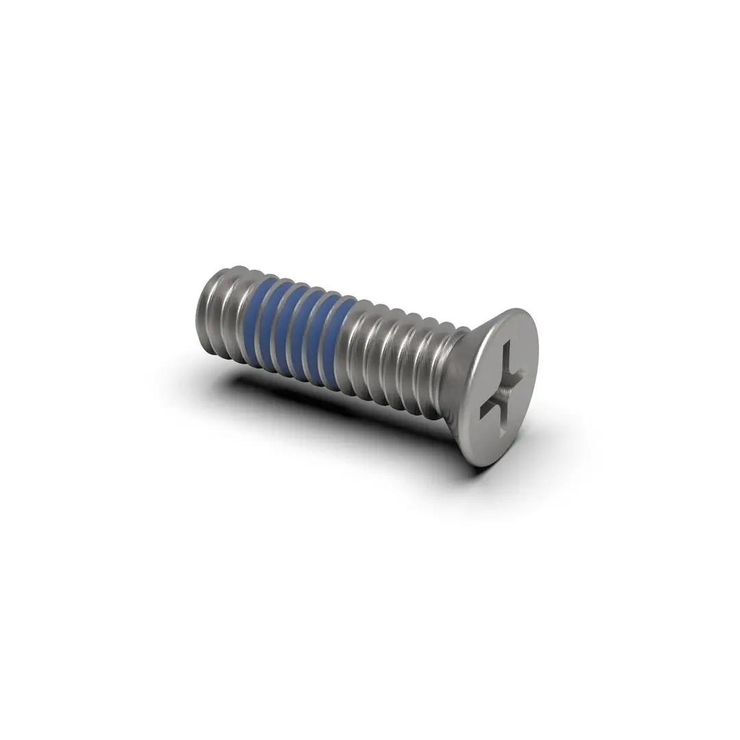 Phillips Drive Flat Head Machine Screw With Threadlocker (Stainless Steel)