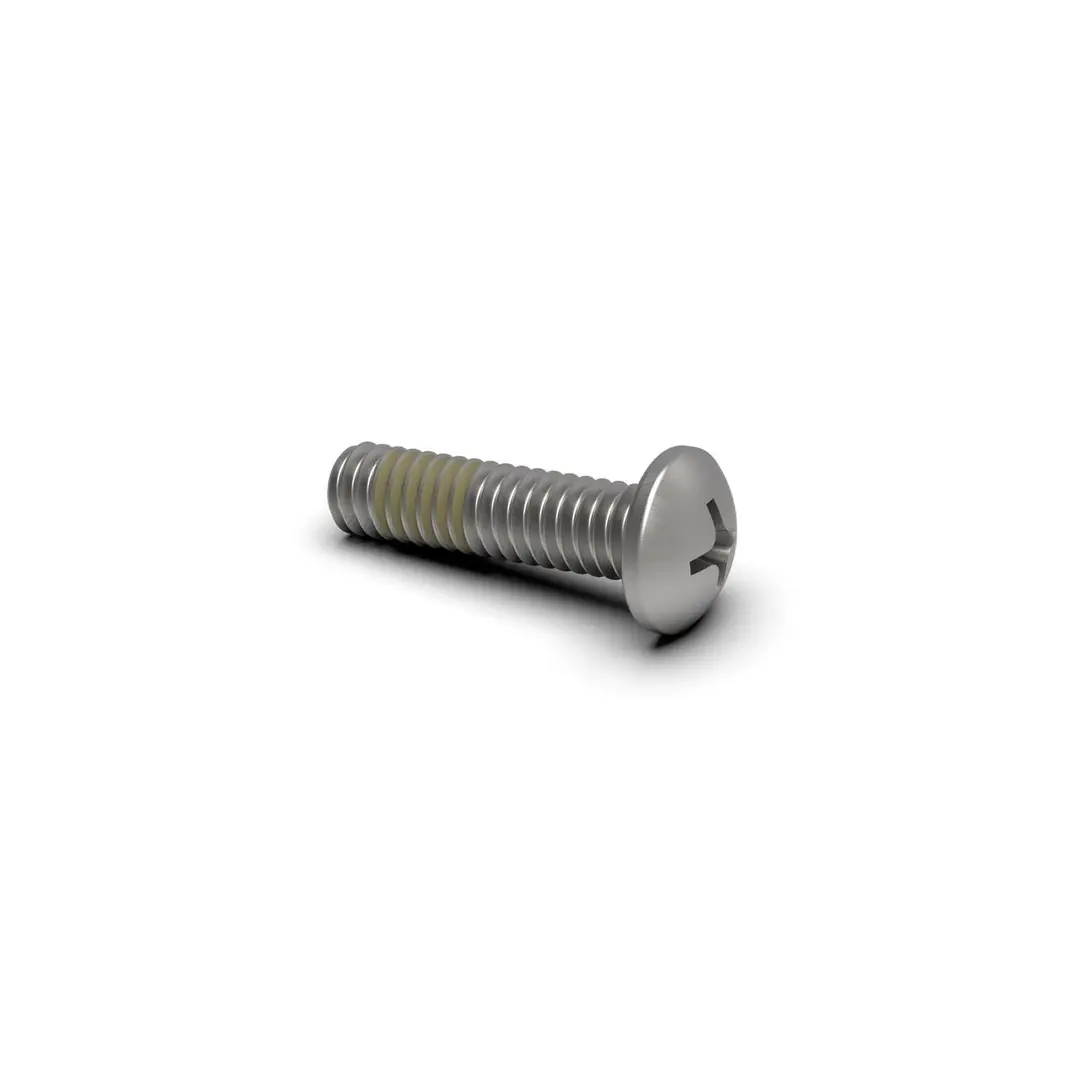 Phillips Drive Pan Head Machine Screw, Natural, Stainless Steel With Threadlocker (#8-32 x 5/8”)