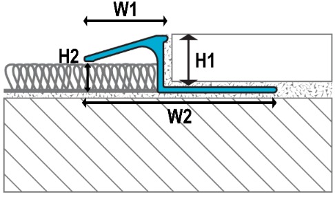 LATICRETE TR2 Recessed Transition Profile | Tile-to-Carpet Metal Trim for Floor Height Difference & Safety