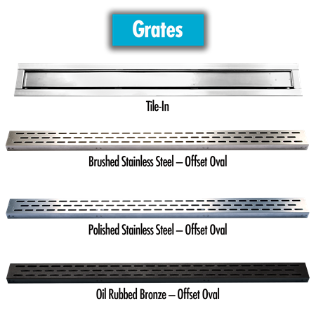 LATICRETE HYDRO BAN Offset Oval Linear Drain Grate | Premium 304 Stainless Steel Cover in Multiple Finishes (24″ – 60″)
