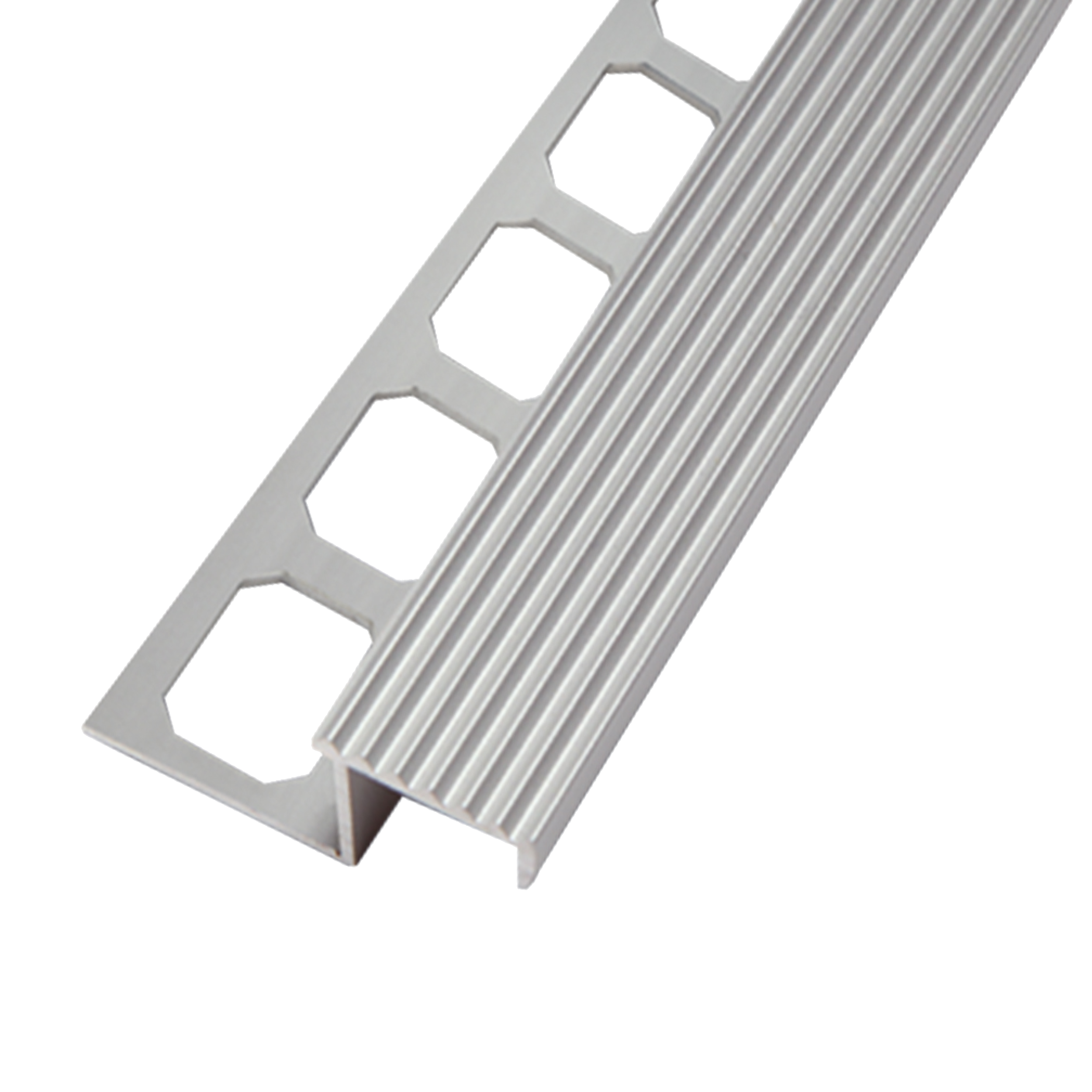 LATICRETE SN6 Grooved Aluminum Stair Nosing | 3/4″ High-Traction Tile Edge Trim for Safety & Protection